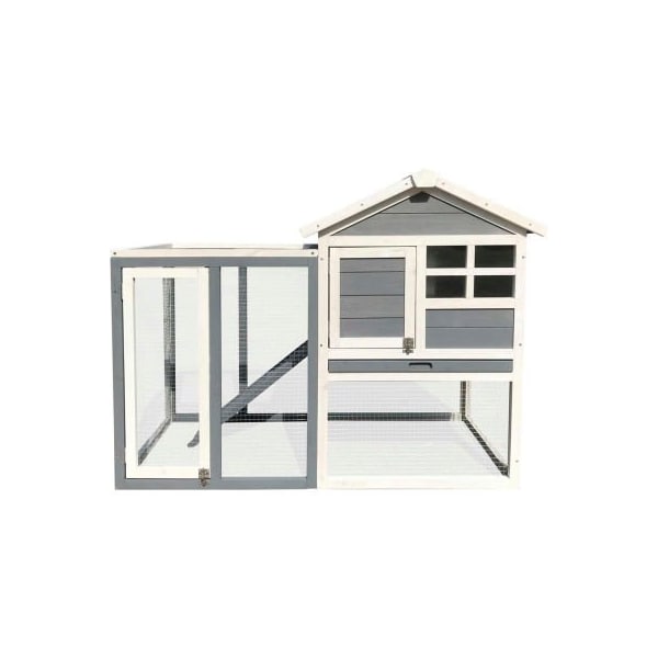Almo Fulfillment Services Hanover Outdoor Wooden Elevated Rabbit Hutch with Ramp, Wire Mesh Run and Waterproof Roof HANRH0102-GRY - main
